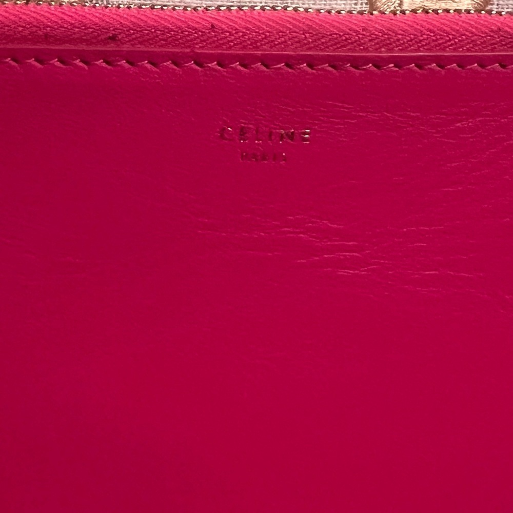 CELINE Clutch Hot Pink & Orange Color Blocking Soft Leather Pochette - Picture 5 of 13